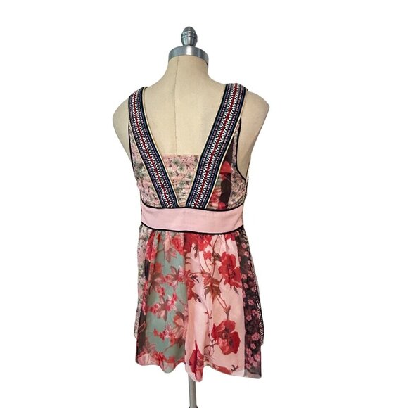 JW Style Floral Mixed Print Sleeveless Empire Waist Boho Top XS - Picture 3 of 6